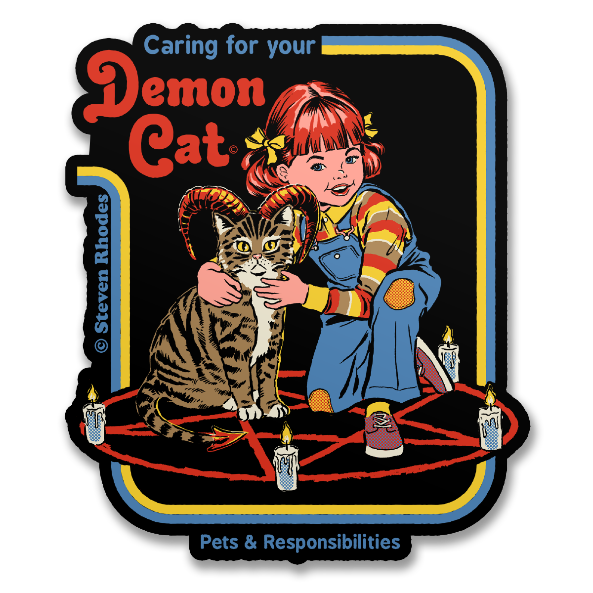 Steven Rhodes - Caring For Your Demon Cat Sticker