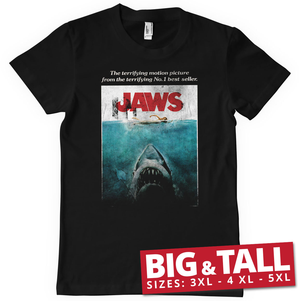 JAWS Washed Poster Big & Tall T-Shirt